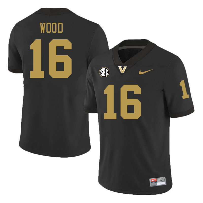 Zaylin Wood Jersey, Vanderbilt Commodores #16 Zaylin Wood Football Jersey, Uniforms-Alternate Black Zaylin Wood Jersey, Vanderbilt Commodores #16 Zaylin Wood Football Jersey, Uniforms-Alternate Black